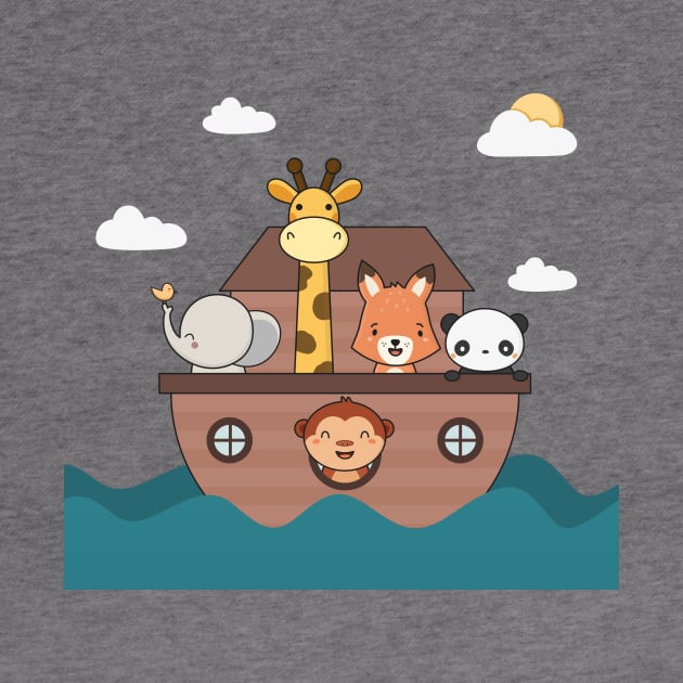 Kawaii Cute Zoo Animals On A Boat by wordsberry